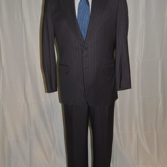 Ravazzolo Cerruti Super 180 Custom Gray Stripe Two Button Suit 42L